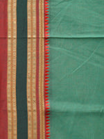Thumbnail for Light Green Bamboo Cotton Plain Saree with Strips Pallu Design No Blouse - Global Threads - Distacart