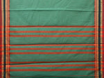 Thumbnail for Light Green Bamboo Cotton Plain Saree with Strips Pallu Design No Blouse - Global Threads - Distacart
