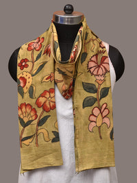 Thumbnail for Light Green Kalamkari Hand Painted Cotton Stole with Floral Design - Global Threads - Distacart