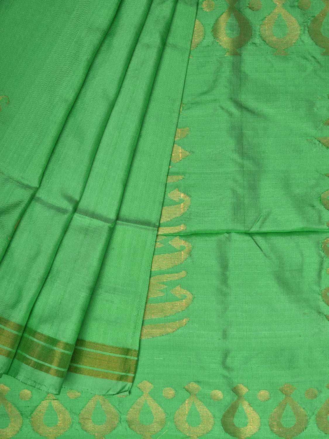 Light Green Uppada Silk Handloom Saree with Karpur Pallu Design - Global Threads - Distacart