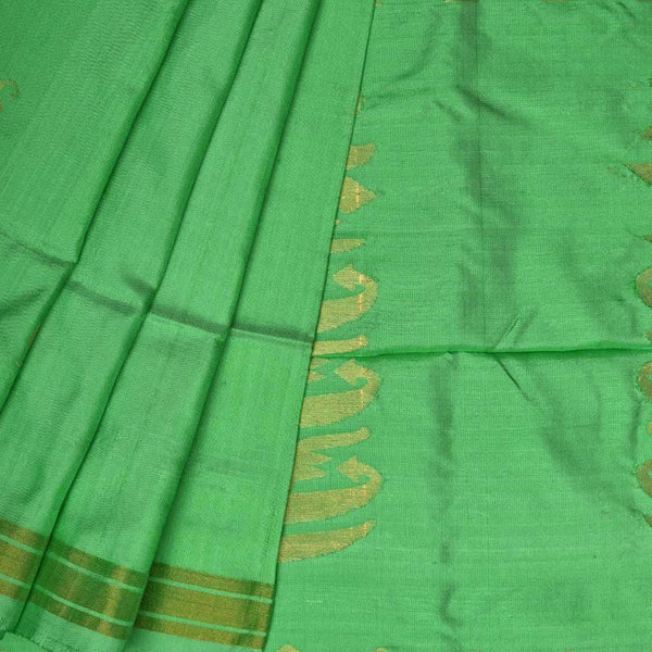 Light Green Uppada Silk Handloom Saree with Karpur Pallu Design - Global Threads - Distacart