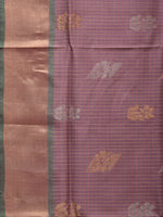Thumbnail for Light Grey and Light Green Uppada Silk Handloom Saree with Body Buta and Checks Design - Global Threads - Distacart