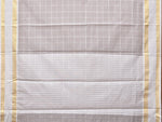 Thumbnail for Light Grey Bamboo Cotton Saree with Big Checks and Doby Border Design - Global Threads - Distacart