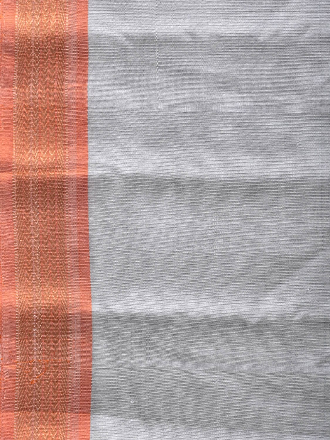 Light Grey Gadwal Silk Handloom Plain Saree with Strips Pallu Design - Global Threads - Distacart