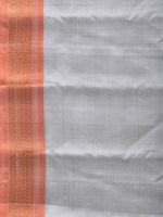 Thumbnail for Light Grey Gadwal Silk Handloom Plain Saree with Strips Pallu Design - Global Threads - Distacart