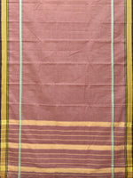 Thumbnail for Light Mauve Narayanpet Cotton Handloom Saree with Checks and Big Border Design No Blouse - Global Threads - Distacart