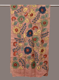 Thumbnail for Light Peach Kalamkari Hand Painted Sico Stole with Floral Design - Global Threads - Distacart