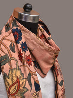 Thumbnail for Light Peach Kalamkari Hand Painted Sico Stole with Tree of Life Design - Global Threads - Distacart