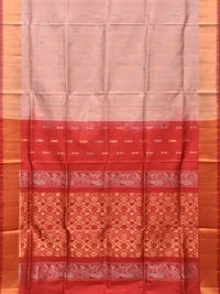 Thumbnail for Light Pink and Red Uppada Silk Handloom Saree with Buta and Pallu Design - Global Threads - Distacart