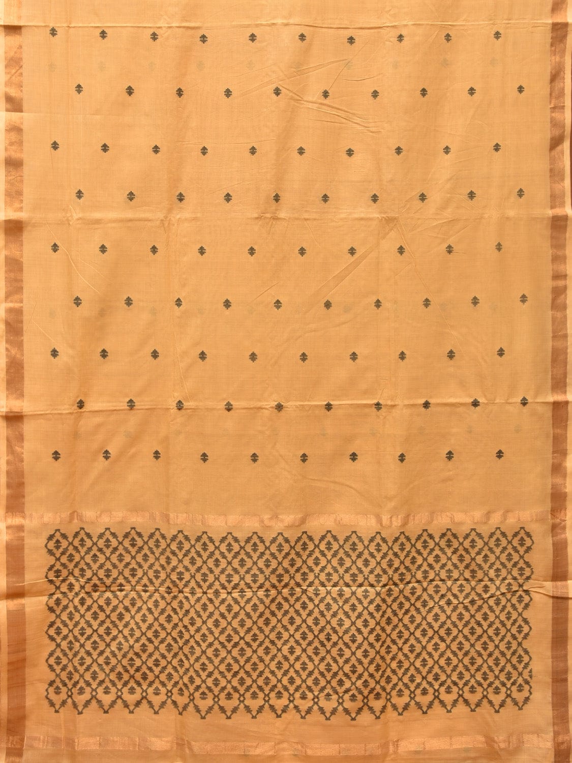 Light Yellow Uppada Cotton Handloom Saree with Jamdani Pallu Design - Global Threads - Distacart