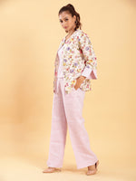 Thumbnail for BohoJazz Lilac Co-ords with Floral Jacket
