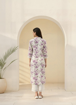 Thumbnail for BulBul Lily Purple Floral Printed Rayon Kurta Set