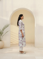 Thumbnail for BulBul Lily Purple Floral Printed Rayon Kurta Set