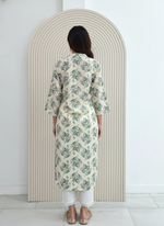 Thumbnail for BulBul Lily Green Leaf Printed Rayon Kurta Set