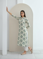 Thumbnail for BulBul Lily Green Leaf Printed Rayon Kurta Set