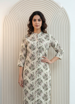 Thumbnail for BulBul Lily Olive Leaf Printed Rayon Kurta Set