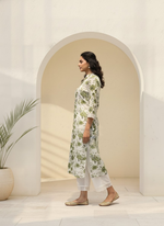Thumbnail for BulBul Lily Green Floral Printed Rayon Kurta Set