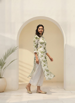 Thumbnail for BulBul Lily Green Floral Printed Rayon Kurta Set