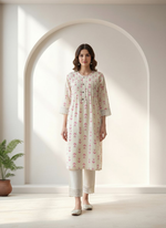 Thumbnail for BulBul Lily Pink Abstract Printed Rayon Kurta Set