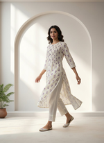 Thumbnail for BulBul Lily Purple Abstract Printed Rayon Kurta Set