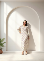 Thumbnail for BulBul Lily Purple Abstract Printed Rayon Kurta Set