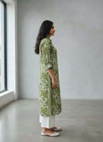 Thumbnail for BulBul Lily Floral Green Printed Rayon Kurta Set
