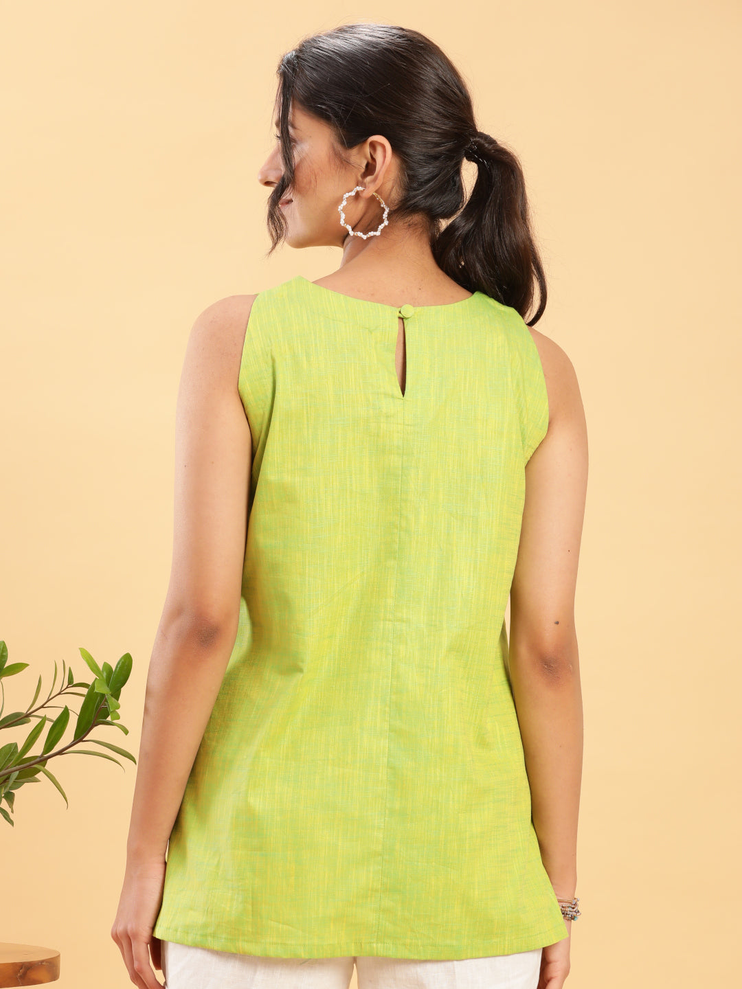 BohoJazz Lime Green Top with Motif