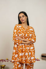 Thumbnail for Joban Fashion Peach Hand Block Print Cotton Kurta Set - Distacart