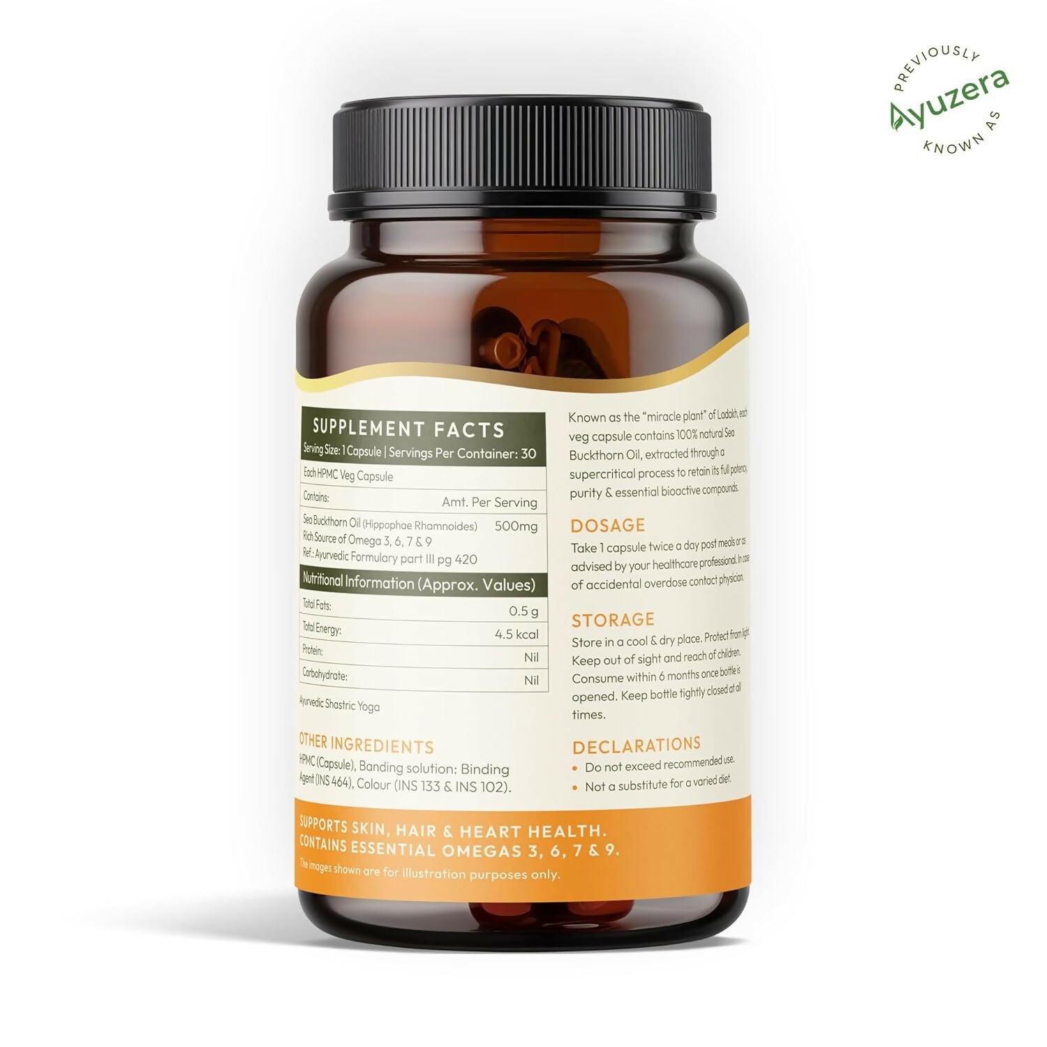Wellwith Sea Buckthorn Berry Oil Vegan Omega 7 500mg, Softgels Capsules - Distacart