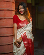 Thumbnail for Preksha Creation Designer Women Banarasi Soft Silk Saree - White - Distacart