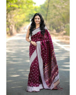 Thumbnail for Preksha Creation Banarasi Women Brown Saree With Zari Work - Distacart