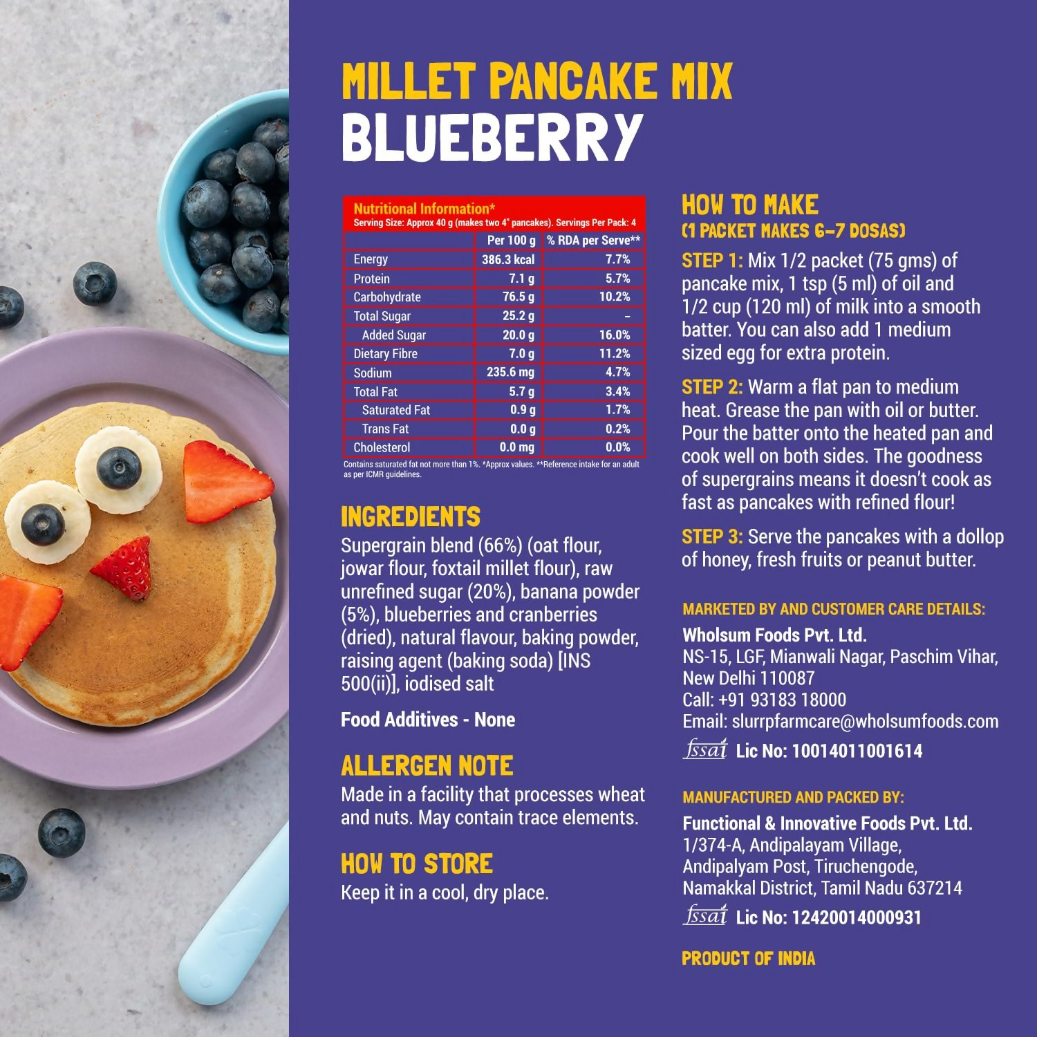Slurrp Farm Millet Pancake Mix Combo Blueberry & Classic