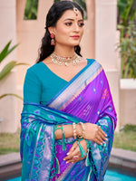 Thumbnail for Shree Shyam Fashion Purple Pochampally Silk Saree - Distacart