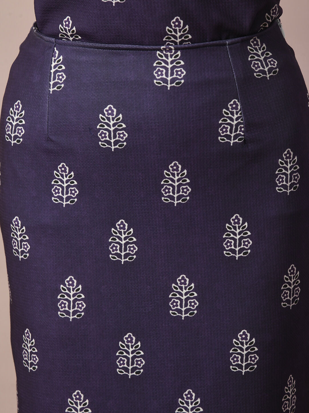 Myshka Women's Navy Blue Printed Knee Length Party Embellished Skirts - Distacart
