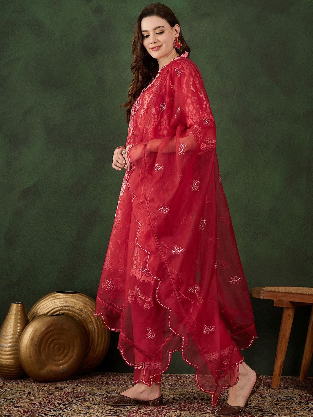 Sangria Printed Kurta & Trouser With Dupatta