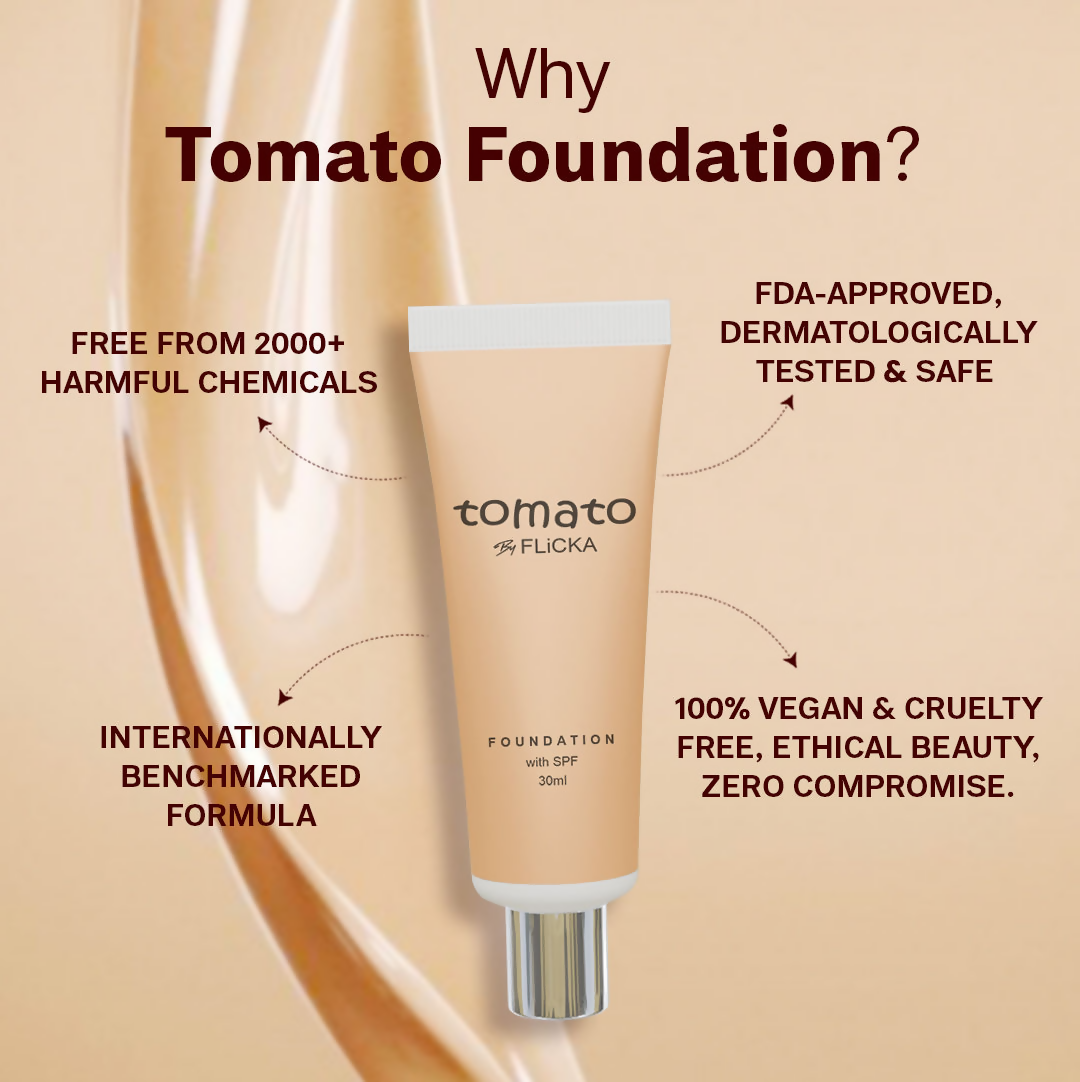 Flicka Cosmetics Tomato Liquid Foundation With Spf Long Lasting Lightweight All Skin Types - Ivory
