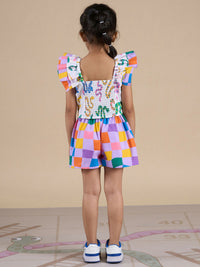Thumbnail for Snakes and Ladders Girls Multi Color Snake Print Top and Shorts Set from Siblings Collection - Distacart