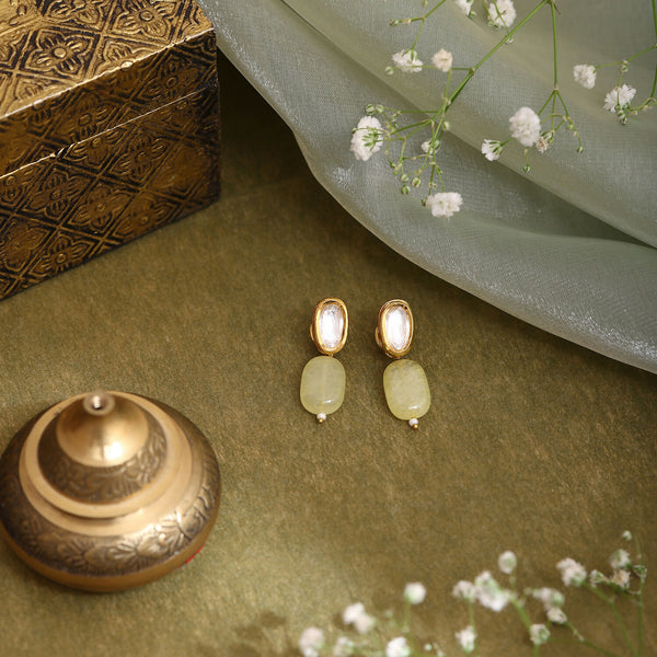 Ruby Raang Yellow Kundan Studs