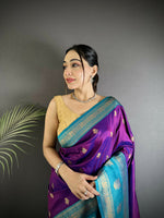 Thumbnail for Joban Fashion Purple Banarasi Soft Silk Woven Butti Saree