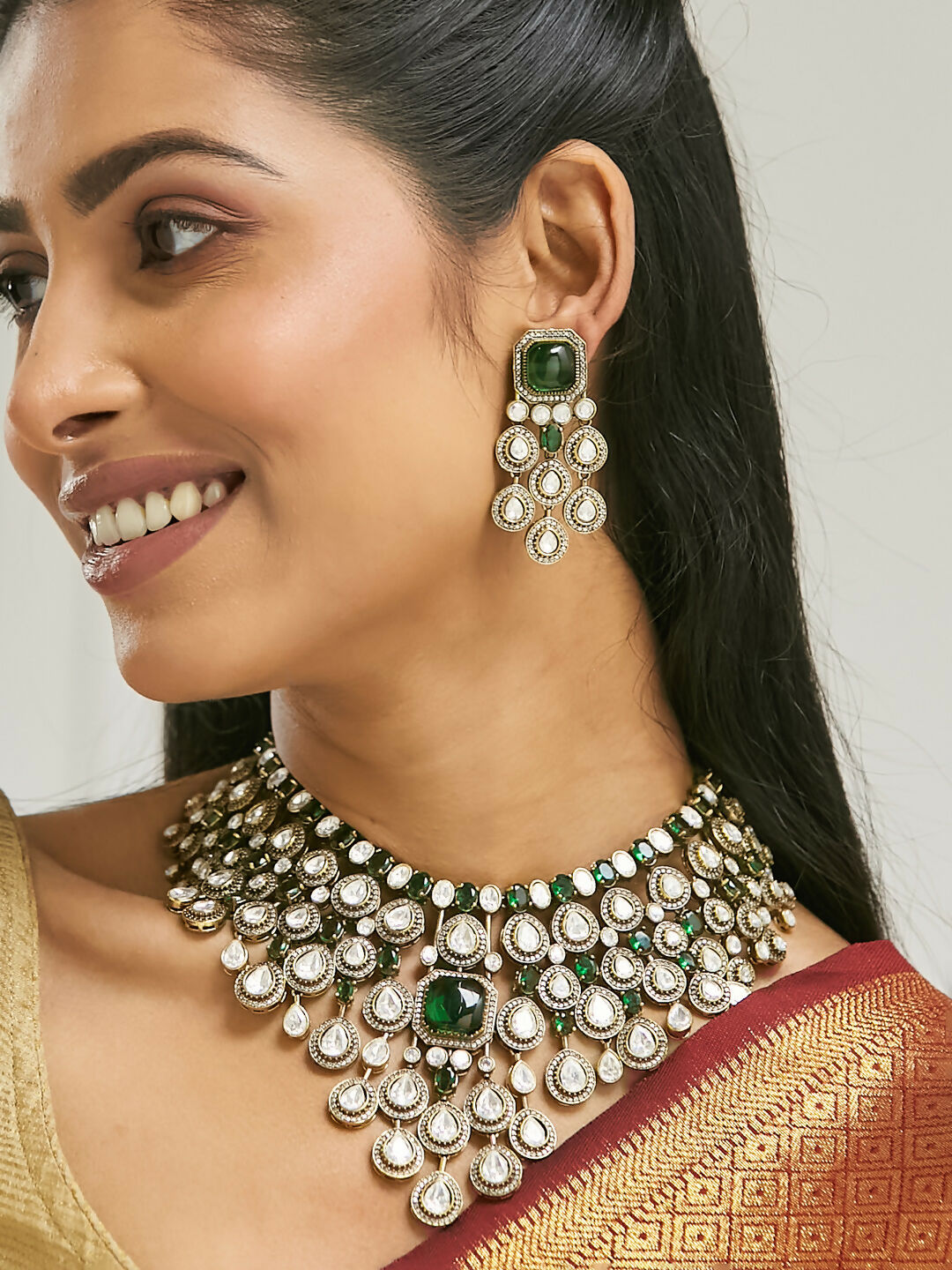 Nuyug Ethereal Kundan Necklace Set - Distacart
