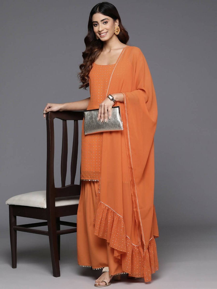 Ahalyaa Women's Traditional wear Kurta Set - Orange - Distacart