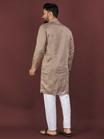 Thumbnail for Anaita Brown Embroidered Silk Straight Kurta - Distacart