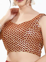 Thumbnail for Joban Fashion Maroon Silk Padded Blouse With Sweetheart Neck Sleeveless - Distacart