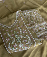 Thumbnail for KC Beautiful Mustard Chiffon Silk Hand Embroidery Suit For Women - Dista