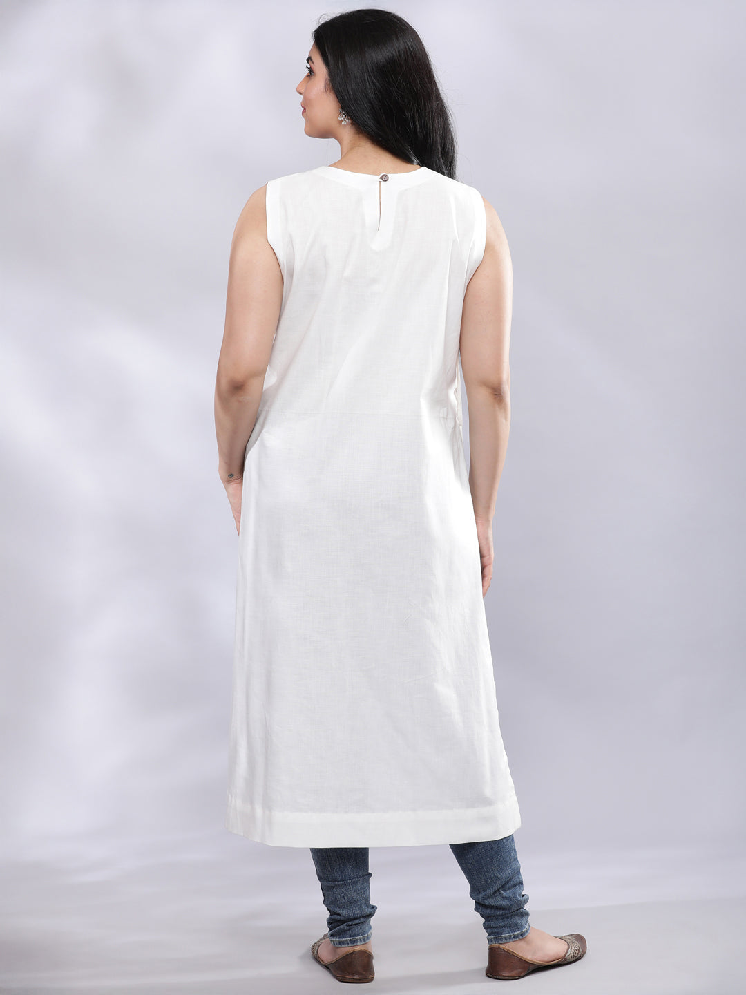 BohoJazz Indo-Western Longline Top with Wooden Buttons