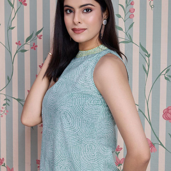 Ode by House of Pataudi Ethnic Motifs Printed Pure Cotton Straight Kurta with Palazzos - Distacart