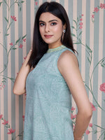 Thumbnail for Ode by House of Pataudi Ethnic Motifs Printed Pure Cotton Straight Kurta with Palazzos - Distacart
