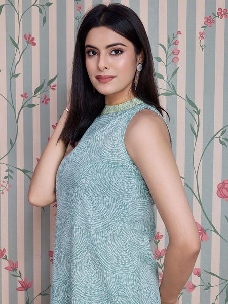 Ode by House of Pataudi Ethnic Motifs Printed Pure Cotton Straight Kurta with Palazzos - Distacart