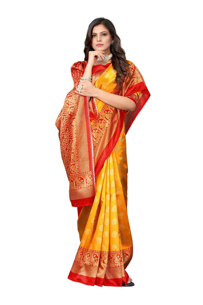 Vamika Yellow Printed Art Silk Saree - Distacart