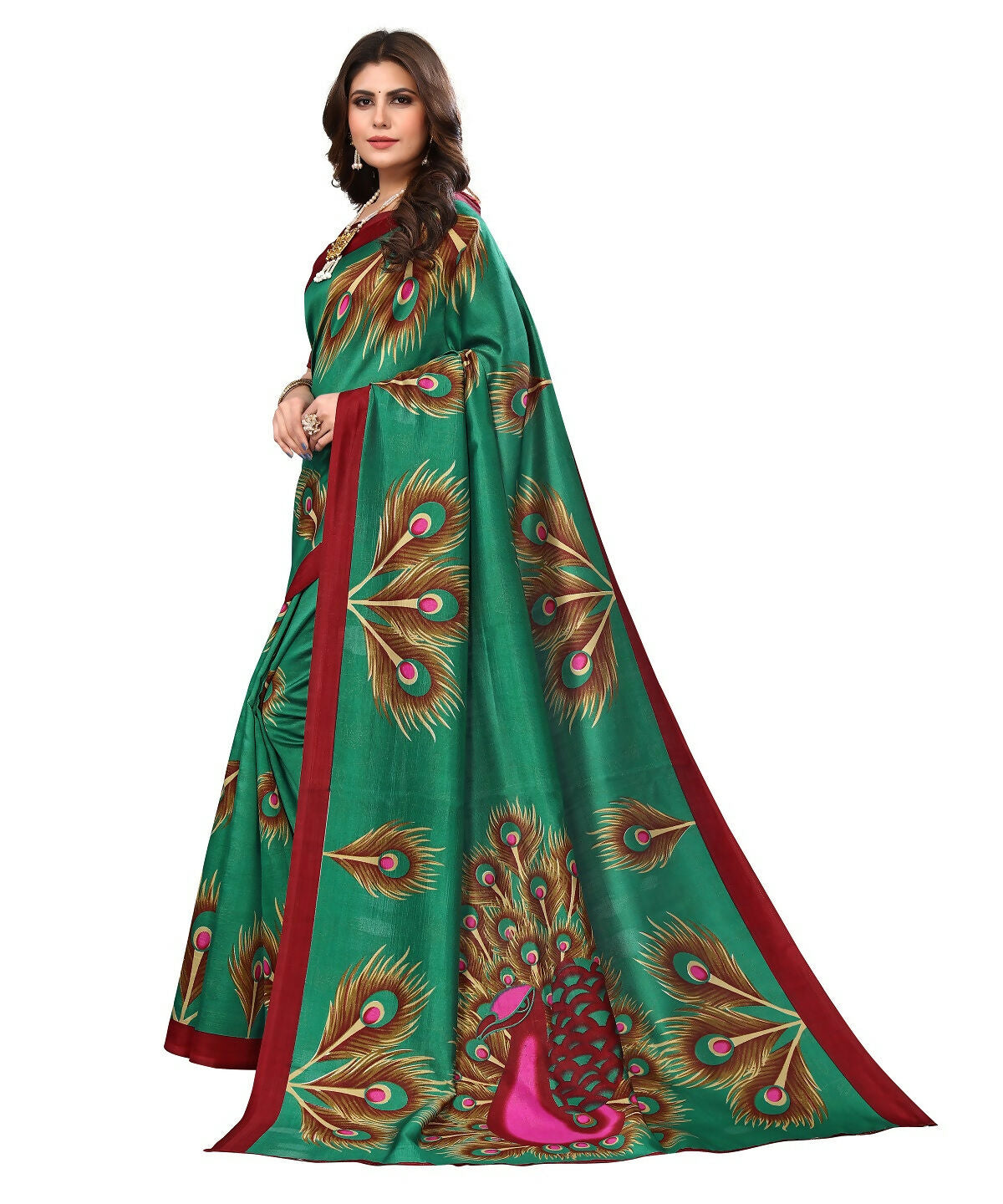 Vamika green Printed Art Silk Saree - Distacart